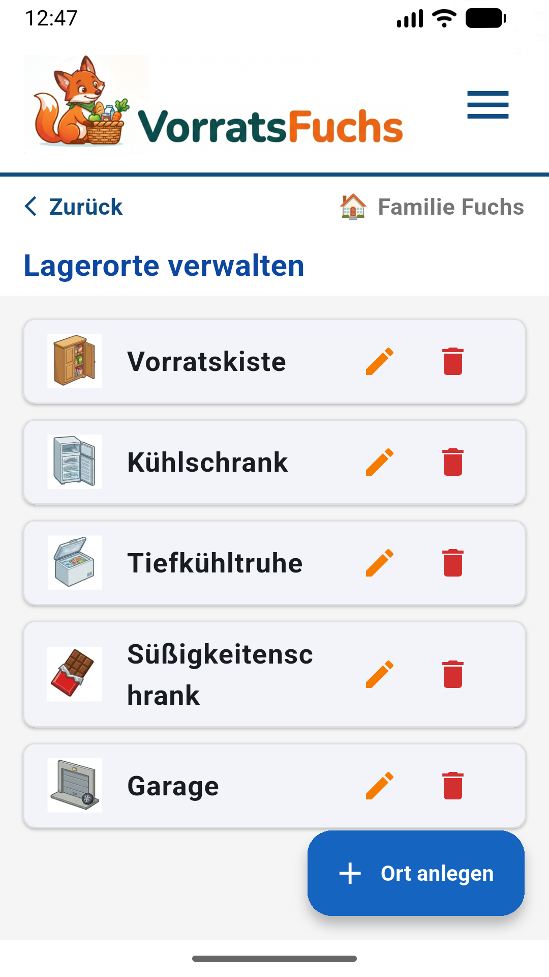 Lagerorte verwalten